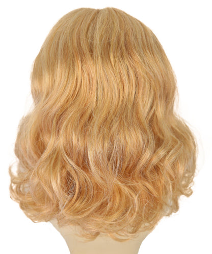 HPO Women’s Kylie Blonde Medium-Length Wavy Wig | Halloween and Cosplay Wig | Flame-retardant Synthetic Fiber