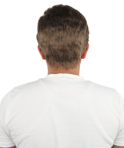 HPO Men's Short Brown Wig | Natural-Looking Synthetic Hair with Layered Texture | Classic Everyday Cosplay & Costume Style