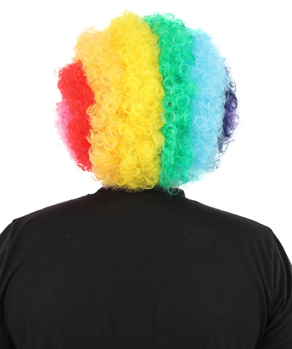 HPO Unisex Rainbow Afro Clown Wig | Multicolor Hairpiece with Standard Cap Design | Suitable for Cosplay, Parties, and Themed Events