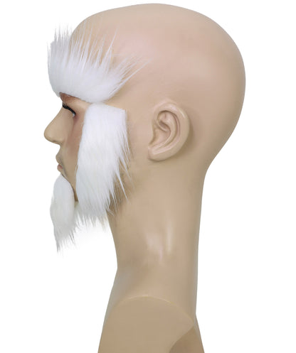 HPO Adult Uncle Sam White Beard, Sideburns & Eyebrows – Self-Adhesive Costume Set