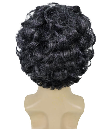 HPO Adult Men's Grey Short Wavy Wig with Highlights | Salt and Pepper Hair Wig for Halloween themed Party | Flame-retardant Synthetic Fiber