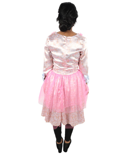HPO Women's Marie Antoinette Pink Historical French Queen Costume  | Suitable for Halloween | Synthetic Fabric