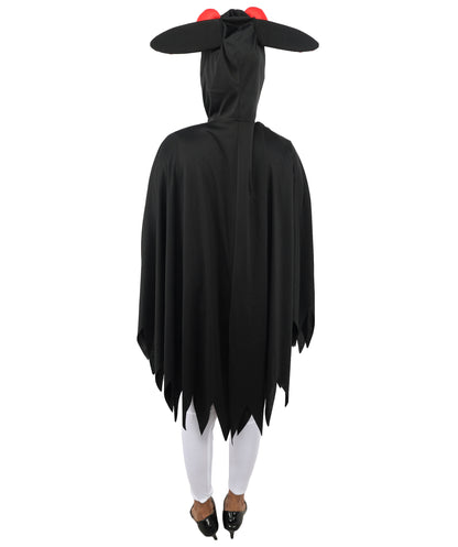 HPO Unisex Mystic Winged Creature Costume | Black Hooded Cape with Feather Details | Halloween, Cosplay, Parties & Themed Roleplay Outfit