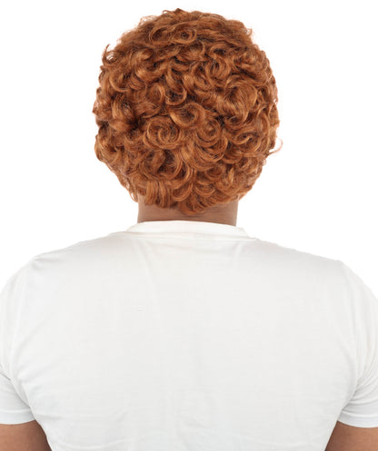 HPO Men’s Short Brown Curly Wig Beard & Mustache Set – Messy Sleepy Style Wig with Natural Afro Curls | Animated Movie-Inspired for Halloween & Cosplay Characters