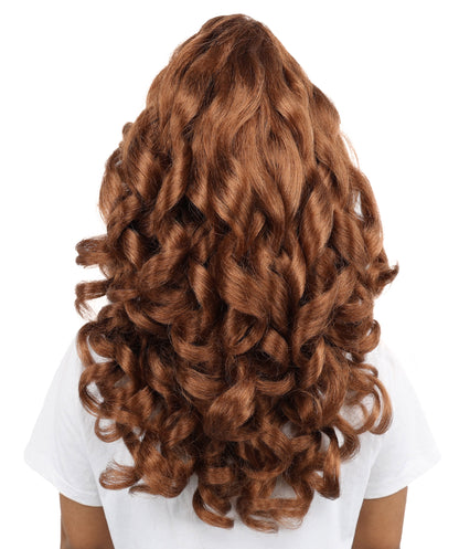 HPO Women's Long 20-Inch Brown Curly Wig | Ideal Cosplay, and Themed Parties | Soft, Natural-Looking, and Easy to Wear