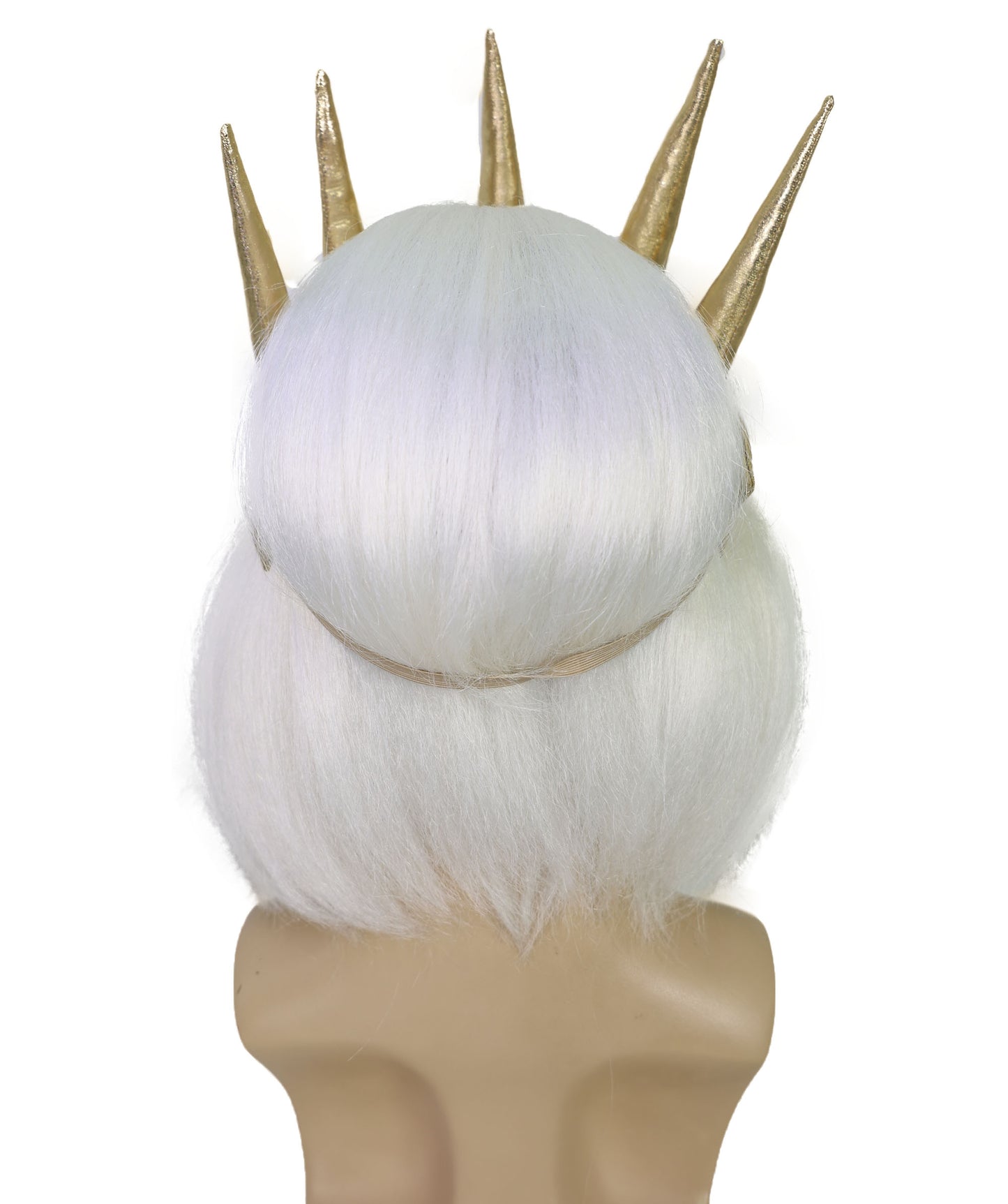 HPO Men’s Fantasy Character White Wig Beard & Mustache Set | Short Curly Hair Costume Accessory for Mythical Sea Roleplay, Festivals & Dress-Up Parties | Breathable Capless cap Design