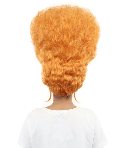 HPO Women’s 19-Inch Tall Orange Beehive Wig with White Dot Accents | Eye-Catching Retro Cartoon Style Hairpiece | Ideal for Fancy Dress, Halloween, Stage Shows, Cosplay & Costume Parties