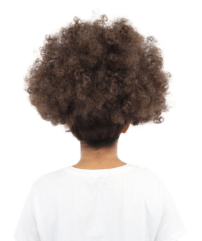 HPO Women’s Dark Brown Afro Wig | Voluminous Curly Synthetic Hairpiece with Adjustable Cap for Cosplay, Halloween, and Themed Events