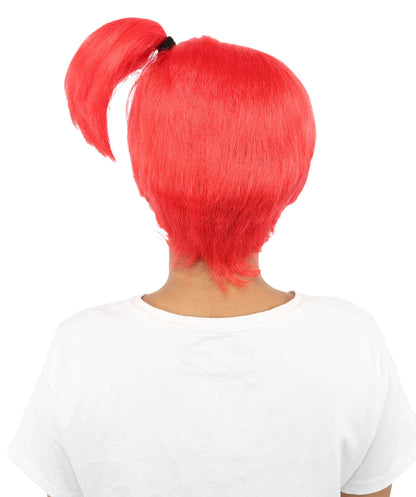 HPO Adult Women's Anime Trainer Character Wig | Vibrant hue multicolor options, create of synthetic fiber, short choppy bob with high side ponytail, breathable base | Cosplay, Halloween, theater, party, performance, costume events