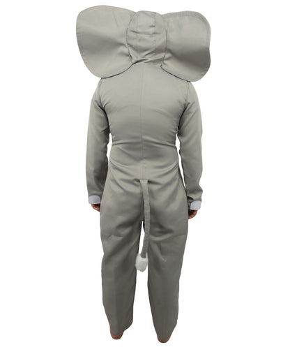 HPO Men's Grey Elephant Jungle Safari Costume - One-Piece Animal Jumpsuit