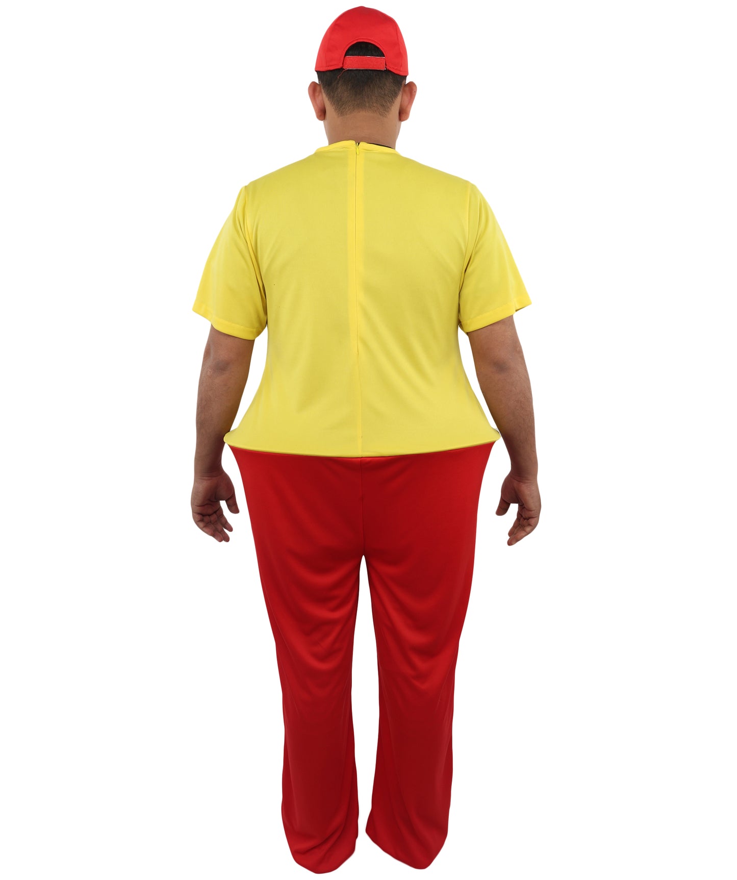 HPO Men's Storybook Character Costume – Yellow Top with Red Pant, Bow Tie, Suspenders & Trousers | Playful Role Suit for T Visual Scenes