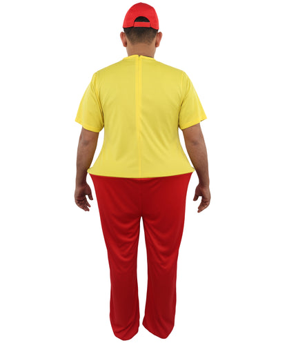 HPO Men's Storybook Character Costume – Yellow Top with Red Pant, Bow Tie, Suspenders & Trousers | Playful Role Suit for T Visual Scenes