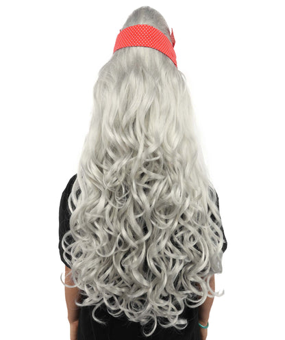 HPO Women’s Retro Beehive Wig with Red Bow | Multicolor Options | Extra Long Wavy Fancy Dress Accessory | Fancy Dress Accessory | Celebrity-Inspired Hair for Halloween, Cosplay & Music Tribute Parties