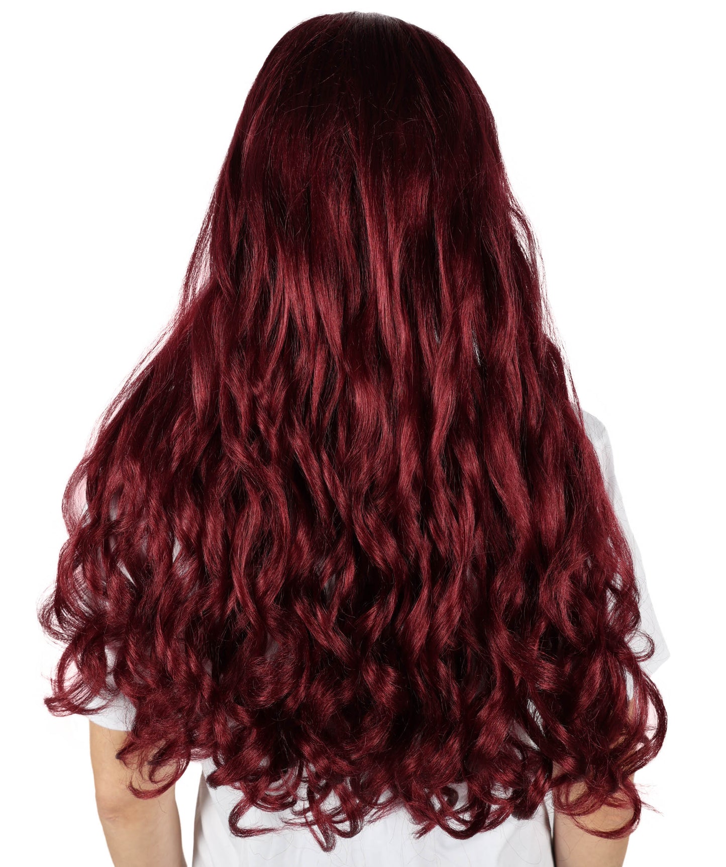 HPO Women's Multicolor Long Curly Wig with Fringe, Flame-retardant Synthetic Fiber