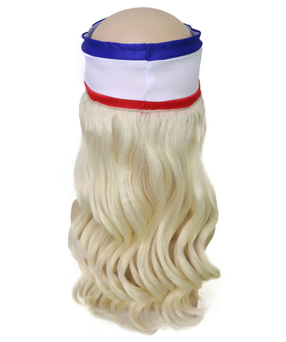 USA Flag Mullet Headband Wig for Men | Red White Blue Hair with Built-In Stretch Band | Funny Costume Accessory for Parties, BBQs, Tailgates