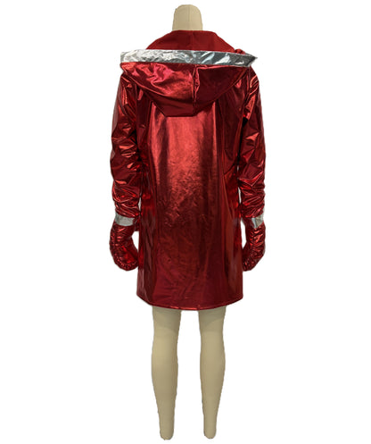 HPO Women's Golden Gloves Costume | Satin Finish Hooded Robe Crop Top Performance Shorts Padded Combat Mits | Halloween Cosplay Theater Drag Performance Costume Events