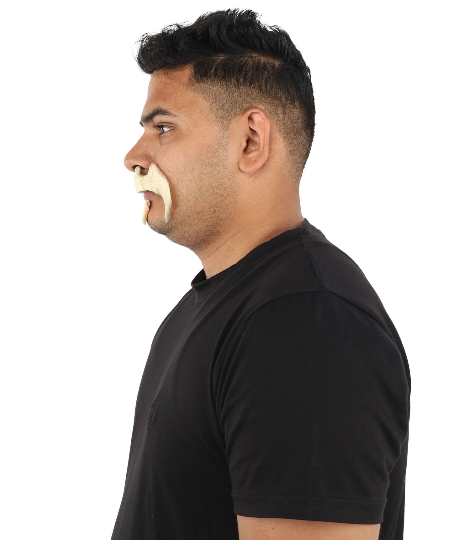 HPO Adult Men’s Bold Horseshoe Mustache with Chin Beard Set – Multiple Color Options - Flame-retardant Synthetic Fiber Fake Facial Hair | Ideal for Halloween Parties, Cowboy, Police Roleplay and Themed Events