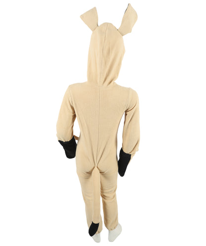 HPO Teen Khaki beige Animal-Inspired Costume | Cozy Hooded Jumpsuit with Ears & Tail | Soft Material for Halloween, Cosplay & School Plays