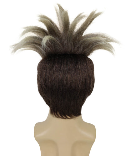 HPO Adult Men’s Multicolor Spiky Hero Wig | Green Mask & Goggles Costume Accessory | Flame-retardant Synthetic Fiber