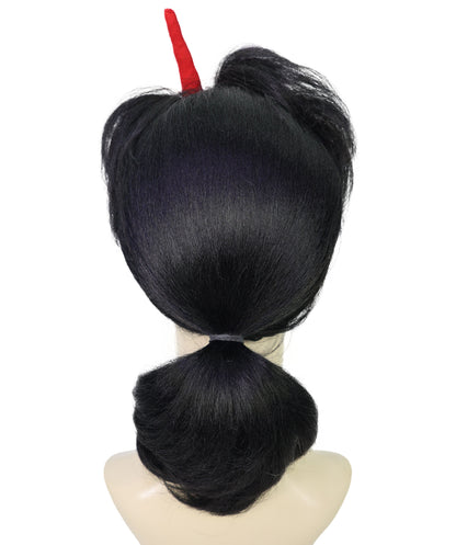 HPO Women's Side Character Demon-Inspired Wig | Short Spiky Black & Red Wig | Hairpiece for Halloween Cosplay Parties & Stage Roleplay