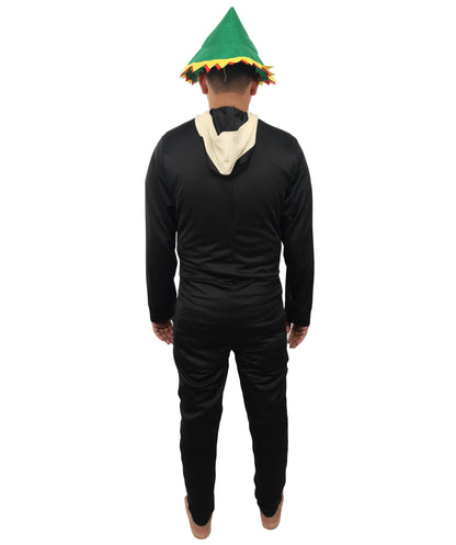 HPO Men's Funny Worm Costume – Black & Khaki Comedy Tunic with Curved Body Shape | Novelty Fancy Dress for Humorous Party Appearances