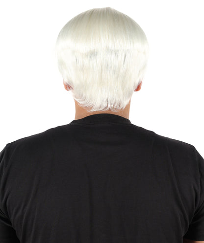 HPO Men's 9" Inch Short Length Halloween Classic Moe Retro Bowl Cut Costume Wig, Multiple Color Synthetic Soft Fiber Hair, Perfect for your next Festival