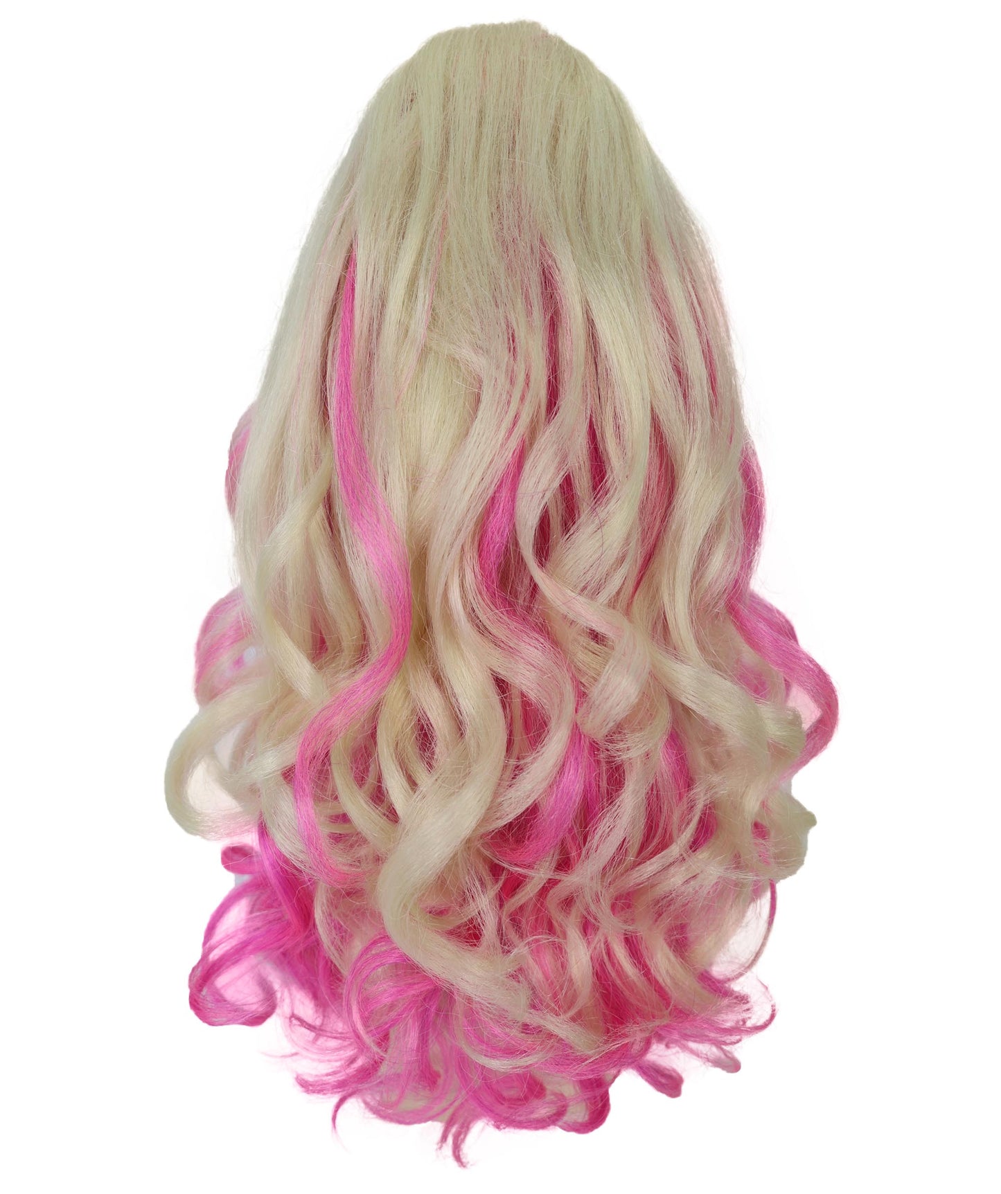 HPO Women’s Fairy Fantasy Blonde & Pink Magical High Ponytail Wig | Halloween and Cosplay Wig | Flame-retardant Synthetic Fiber