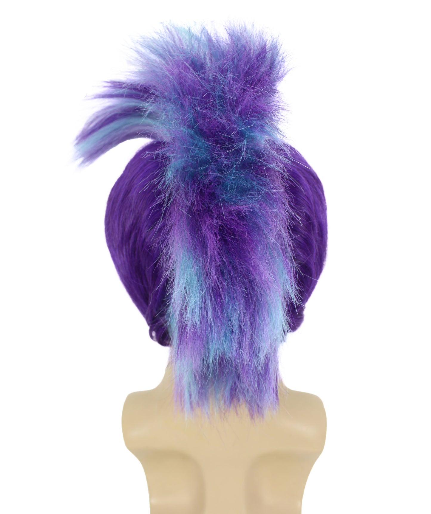 HPO Men's Fairytale Purple & Blue Spiky Wig with Horn I Unicorn Halloween Wig I Flame-retardant Synthetic Fiber