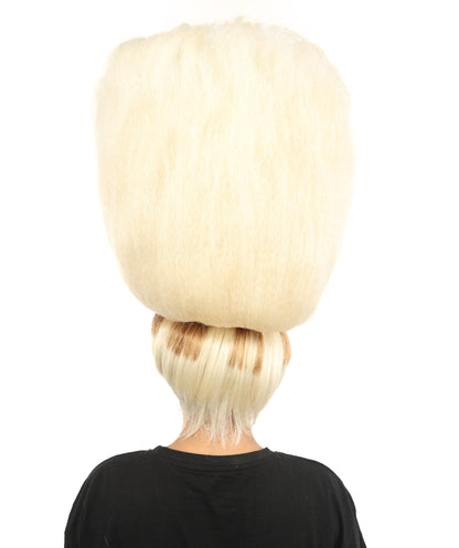 HPO Women’s Avant-Garde High Beehive Wig | Platinum Blonde with Black Streaks | Dramatic  Wig for Stage, Cosplay & Halloween