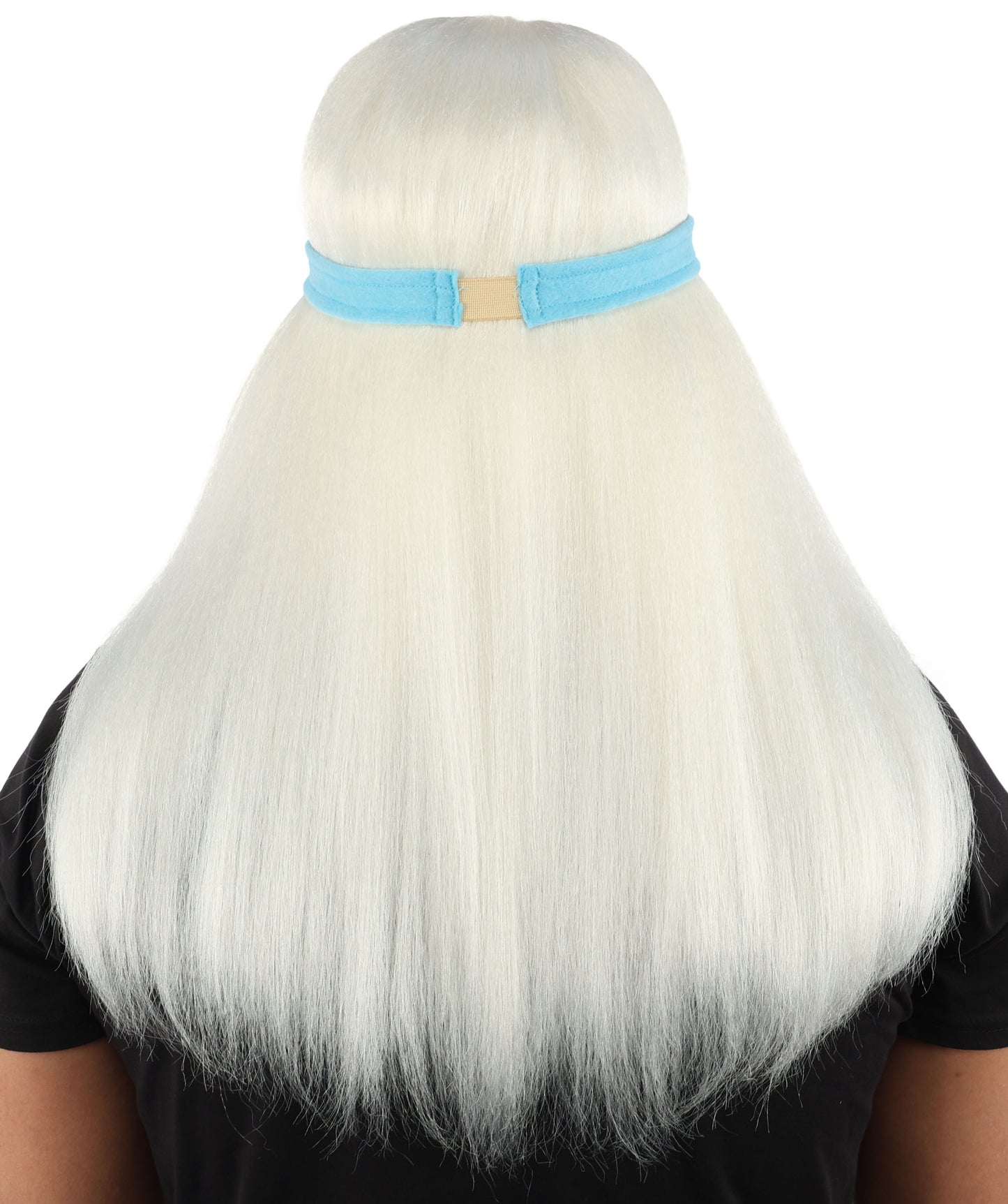 HPO Men's Long Auburn Wig with Headband | Straight Reddish Texture with Blunt Bangs & Included Teal Band, Heat Resistant Fiber | Halloween, Troll Roleplay, Fantasy Party, Carnival & Theater