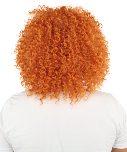 HPO Men's Wild Caveman Orange Wig Beard & Mustache Set | Massive Frizzy Orange Afro and Full Beard Set with Messy Texture | Prehistoric Costume, Viking Cosplay, Halloween, and Funny Party Props