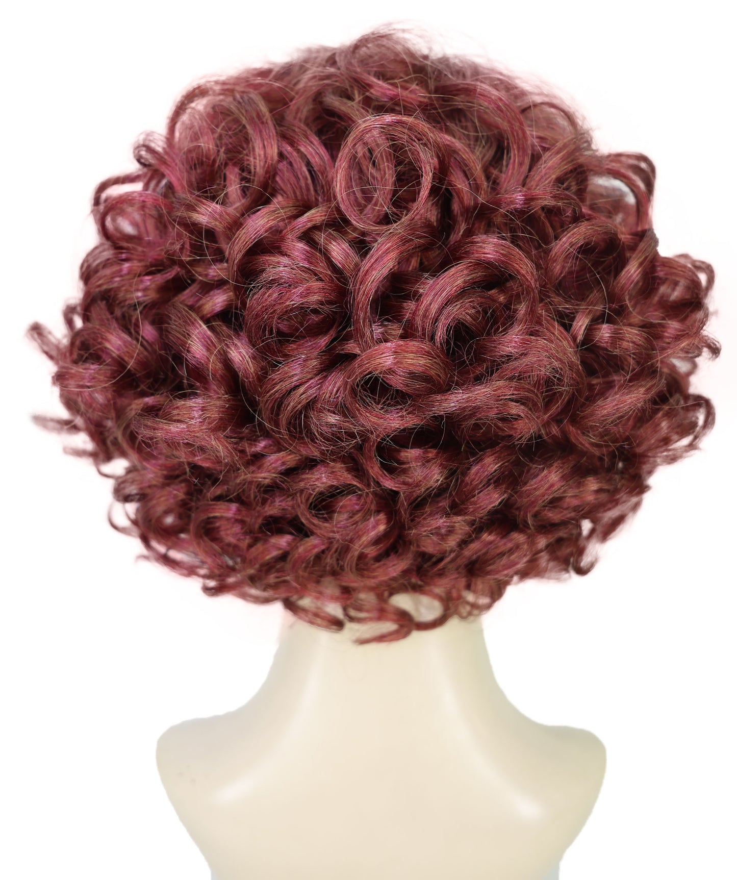HPO Women’s 80s Retro Short Curly Brown Wig | Classic Vintage Hairstyle with Bangs | Synthetic Costume Hairpiece for Halloween, Cosplay, Theater & Parties
