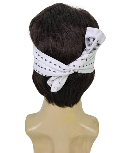 HPO Men’s Short Black Wig with Headband | Karate Legends Inspired Cosplay Hairpiece | Halloween Martial Arts Roleplay & Stage