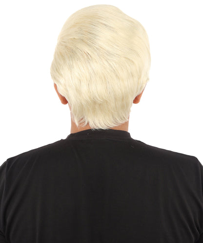 HPO Adult & Teen Men's Sleek Updo Theatrical Wig | Icy silver tone, create of synthetic fiber, striking swept front volume, breathable base | Party, Halloween, theater, drag, performance, costume events