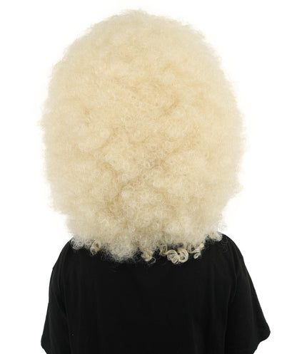 HPO Women's Giant White Glitter Afro Wig | Massive Puffy Sparkle Hair with Silver Sheen, Synthetic Fiber & Breathable Cap | Halloween, Troll Roleplay, 70s Disco Party, Theater & Funny Costume