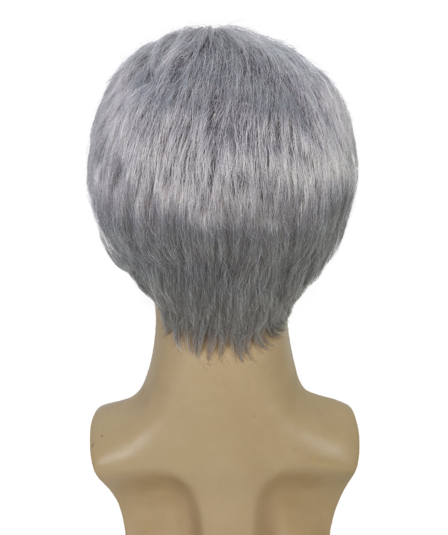 HPO Men's Futuristic Spiky Grey Fighter Wig | Short Textured Cosplay Hairpiece | Combat-Inspired Costume Wig for Halloween, Cosplay, Stage Acts & Themed Events