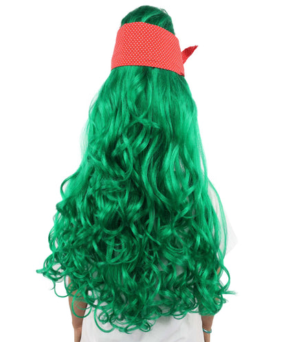 HPO Women’s Retro Beehive Wig with Red Bow | Multicolor Options | Extra Long Wavy Fancy Dress Accessory | Fancy Dress Accessory | Celebrity-Inspired Hair for Halloween, Cosplay & Music Tribute Parties