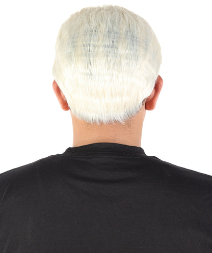 Men’s Short Textured Blonde Wig | Bleached Crop Hairpiece with Subtle Fade | Adjustable Fit for Cosplay, Stage, Parties & Roleplay