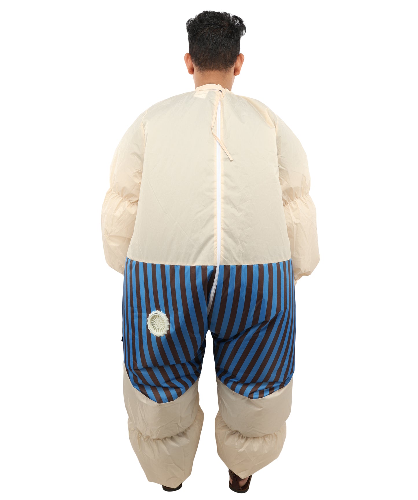 HPO Men's Inflatable Wrestler Costume | Funny Sumo-Style Blow-Up Suit with Built-In Fan | Ideal for Halloween & Cosplay Parties