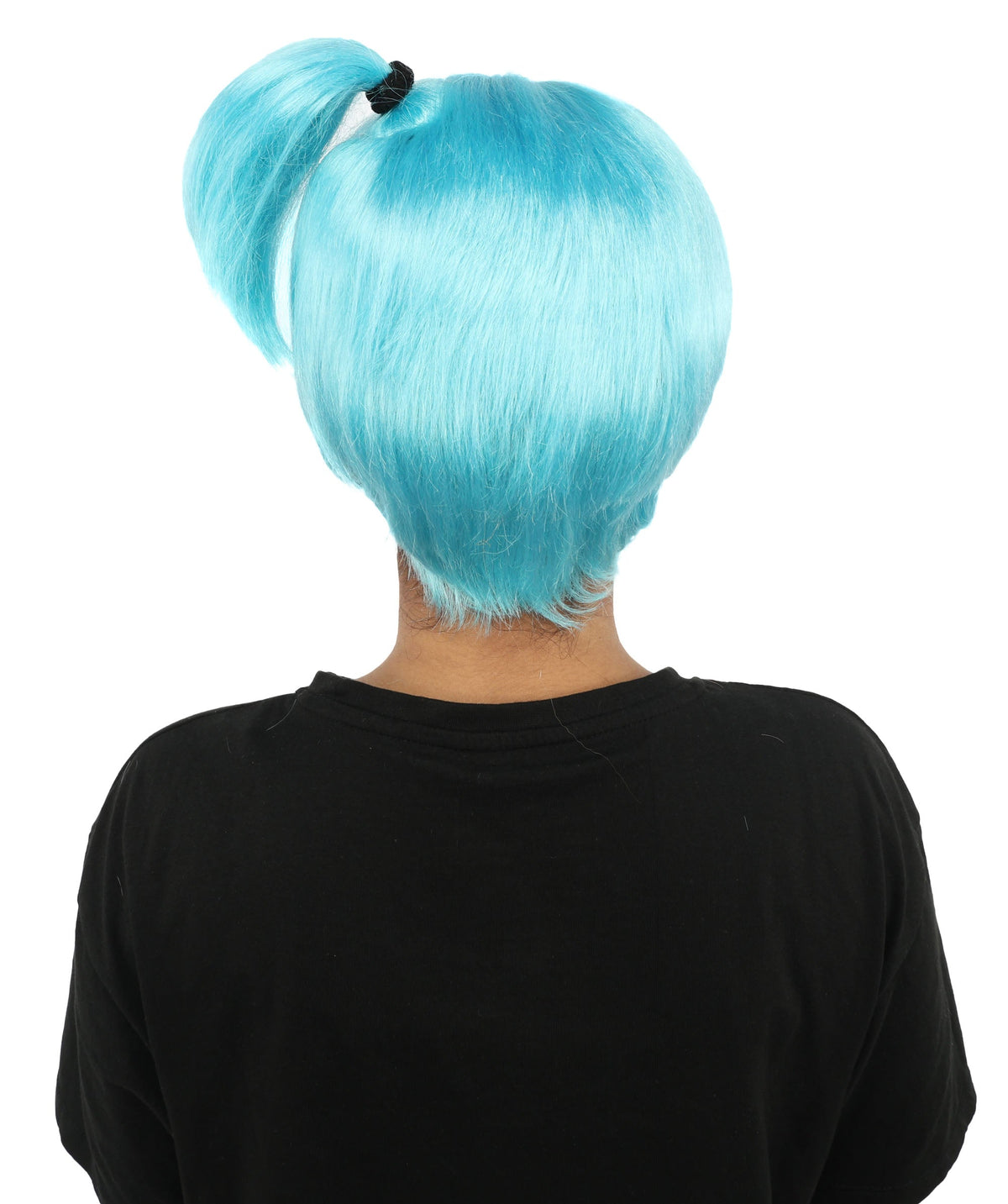 HPO Adult Women's Anime Trainer Character Wig | Vibrant hue multicolor options, create of synthetic fiber, short choppy bob with high side ponytail, breathable base | Cosplay, Halloween, theater, party, performance, costume events