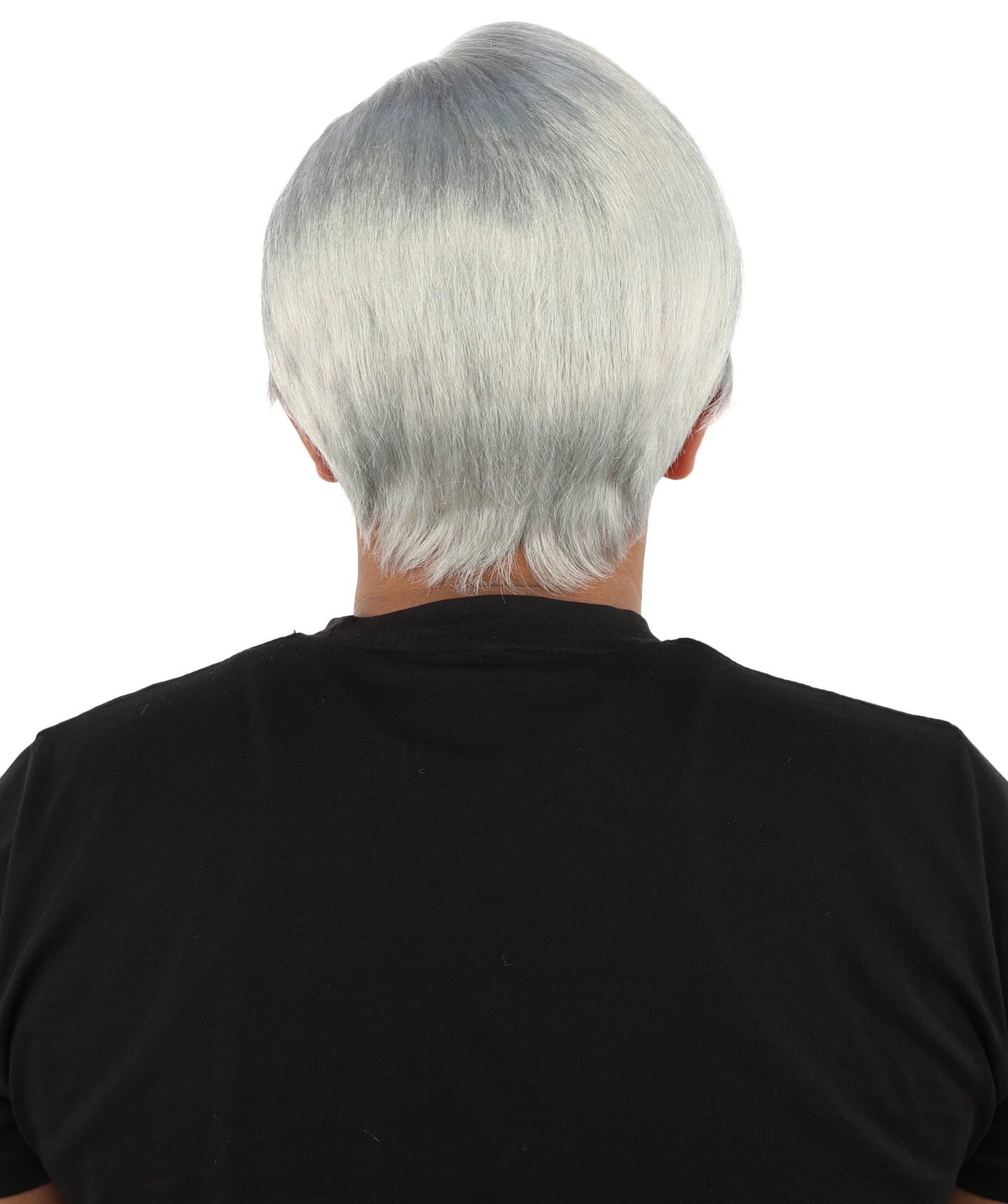HPO Adult Men's Short Black Side Swept Wig | Thick Layered Bangs with Natural Texture,  Adjustable Cap | Halloween, Themed Party, Stage Performance & Roleplay