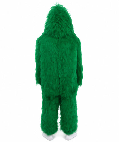 HPO Unisex Green Animal Fur Monster Costume Bundle – 75 Inch Full Outfit with Head Mask & Body Suit | Plush Mascot Style Costume for Halloween and Cosplay
