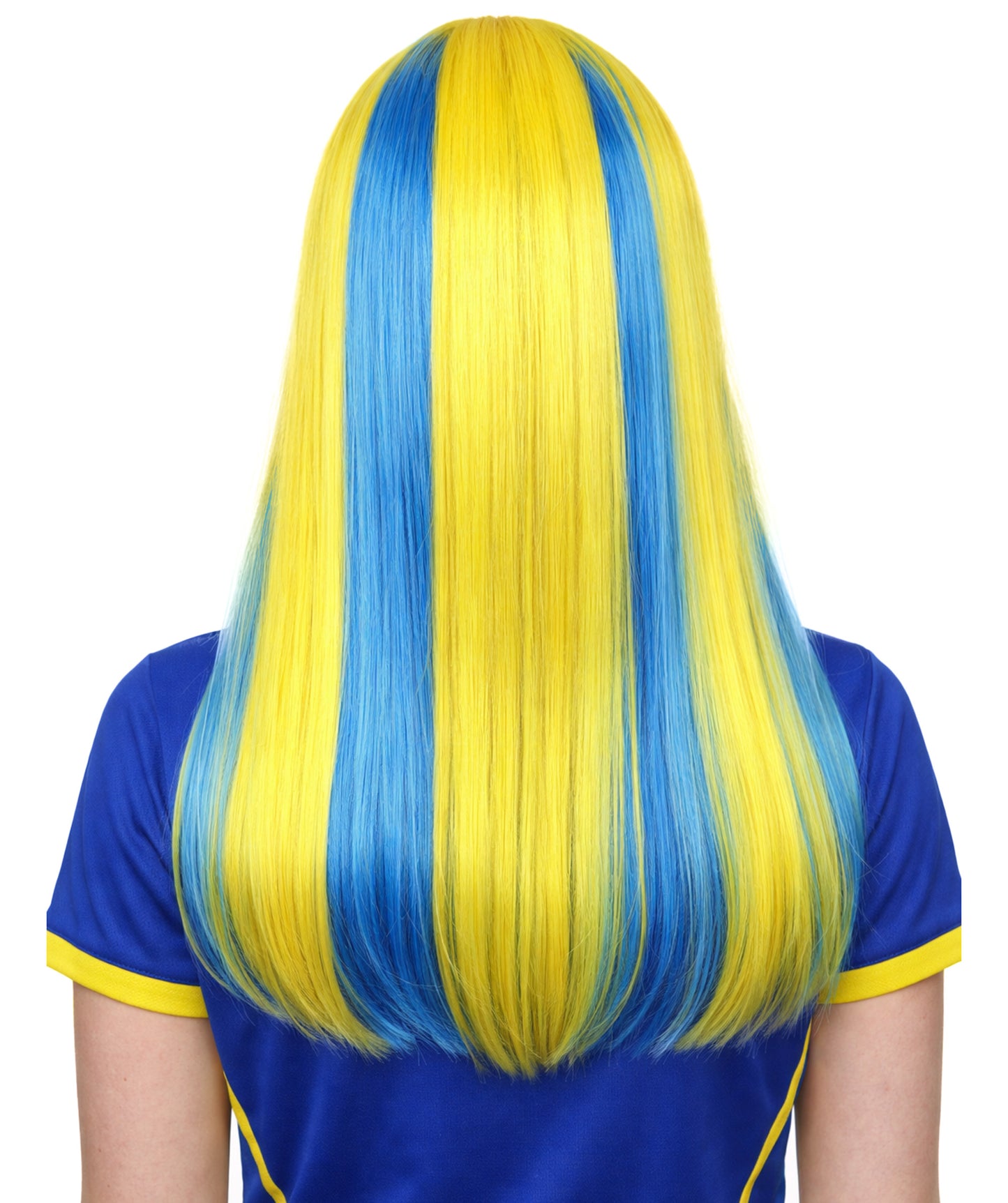 Sweden Flag Sport Party Long Bob Wig | Premium Breathable Capless Cap