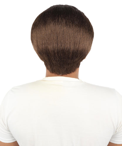HPO Men's Short Brown Horror Wig With Bald Cap – Costume Hairpiece for Adults | Scary Look for Halloween, Cosplay & Themed Parties