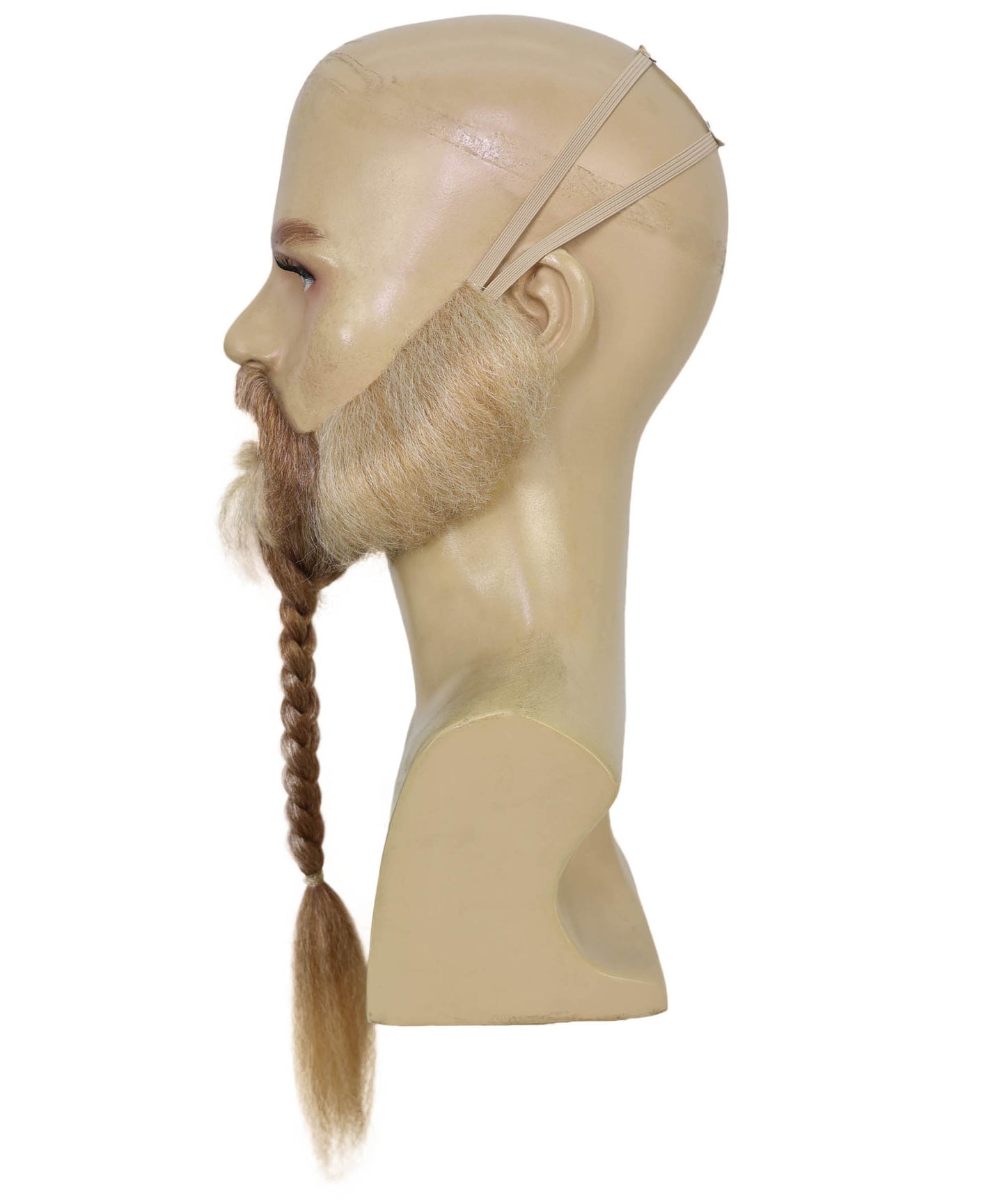 HPO Adult Men’s Long Beard & Mustache Set | Style for Round Face | Realistic Costume Facial Hair Accessory