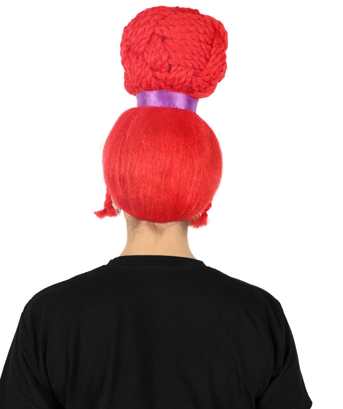HPO Women's Popular Animated Movie Maroon Big Bun Red Wig  | Halloween Wig | Flame-retardant Synthetic Fiber