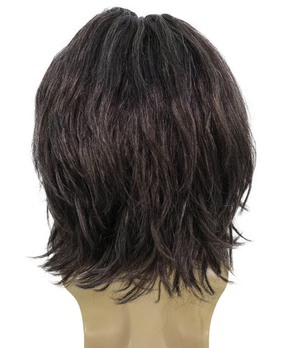 HPO Haunted Dark Grey Curly Ghost Wig | Scary Cosplay & Halloween | Messy Shoulder-Length Wig with Pale Skin Look