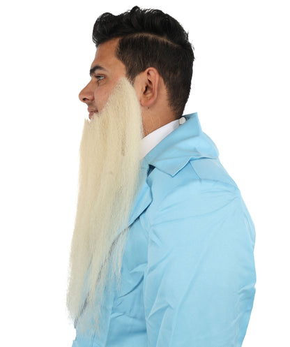 HPO Adult Men's Blonde Human Hair Long Beard I Facial Hair I Perfect for Halloween and Cosplay