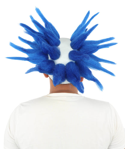 HPO Adult Men's Spiky Bald Illusion Wig | Multiple Color Options  |  Two-tone vibrant hue, create of synthetic fiber, stiff spiked volume, integrated forehead piece | Party, Halloween, theater, drag, performance, costume events