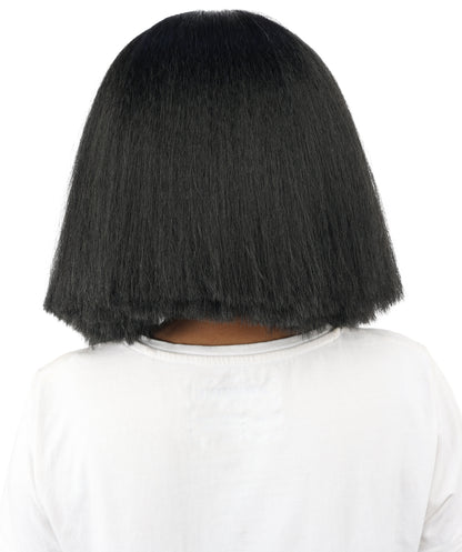 HPO Celebrity-Style 11 Inch Green Rooted Blonde Front Braided Straight Wig | Shoulder-Length Fun, Bold, and Stylish Hairpiece  | Ideal for Halloween, Cosplay, and Themed Parties